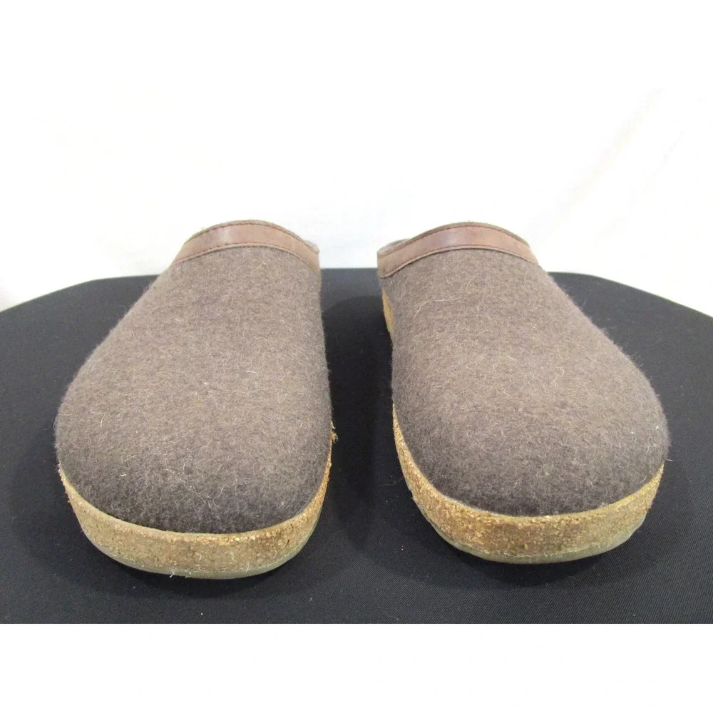 Haflinger Grizzly Brown Wool Leather Cork Footbed Mules Clogs Men 12 US/45 EU